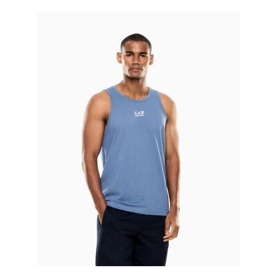 EA7 für Herren. 7M000295_AF10375 Core Identity ärmelloses T-shirt blau (S), Lässig, Baumwolle, Ärmellos / Hosenträger EA7 für Herren. 7M000295_AF10375 Core Identity ärmelloses T-shirt blau (S), Lässig, Baumwolle, Ärmellos / Hosenträger