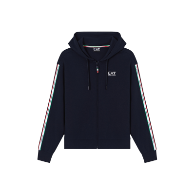 EA7 für Damen. 7W001222_AF12660 Kapuzenpullover Italian Spirit blau (S), Lässig, Baumwolle, Langarm, Marine EA7 für Damen. 7W001222_AF12660 Kapuzenpullover Italian Spirit blau (S), Lässig, Baumwolle, Langarm, Marine