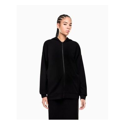 EA7 für Damen. 7W001120_AF12501 Maxi-Kapuzensweatshirt aus elastischer Modalmischung Logo Series schwarz (XL), Lässig, Recyceltes Polyester EA7 für Damen. 7W001120_AF12501 Maxi-Kapuzensweatshirt aus elastischer Modalmischung Logo Series schwarz (XL), Lässig, Recyceltes Polyester