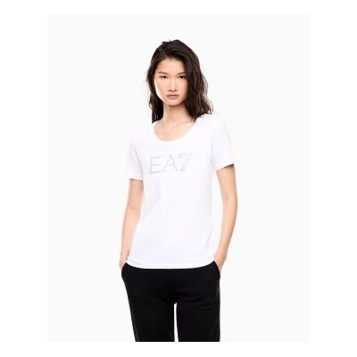 EA7 für Damen. 7W000536_AF10373 T-Shirt Train Logo Series weiß (XS), Lässig, Sportlich, Baumwolle, Kurzarm EA7 für Damen. 7W000536_AF10373 T-Shirt Train Logo Series weiß (XS), Lässig, Sportlich, Baumwolle, Kurzarm