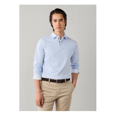 Hackett London für Herren. HM5500041 Polo Piqué Langarm klassische Passform blau (L), Lässig, Baumwolle Hackett London für Herren. HM5500041 Polo Piqué Langarm klassische Passform blau (L), Lässig, Baumwolle