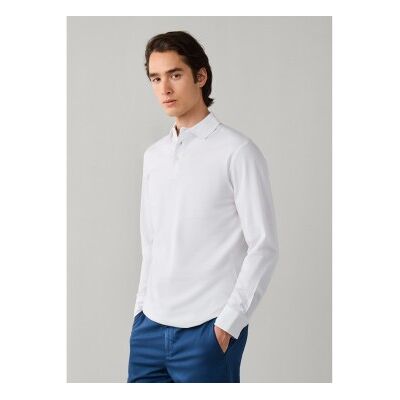 Hackett London für Herren. HM5500041 Langarm-Poloshirt Piqué klassische Passform weiß (XL), Lässig, Baumwolle Hackett London für Herren. HM5500041 Langarm-Poloshirt Piqué klassische Passform weiß (XL), Lässig, Baumwolle