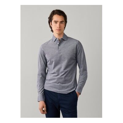 Hackett London für Herren. HM5500041 Langarm-Poloshirt Piqué klassische Passform grau (L), Lässig, Baumwolle Hackett London für Herren. HM5500041 Langarm-Poloshirt Piqué klassische Passform grau (L), Lässig, Baumwolle