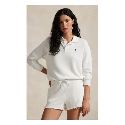 Polo Ralph Lauren für Damen. 211965097002 Weißes Poloshirt aus leichtem Frottee (XL), Lässig, Baumwolle, Langarm Polo Ralph Lauren für Damen. 211965097002 Weißes Poloshirt aus leichtem Frottee (XL), Lässig, Baumwolle, Langarm