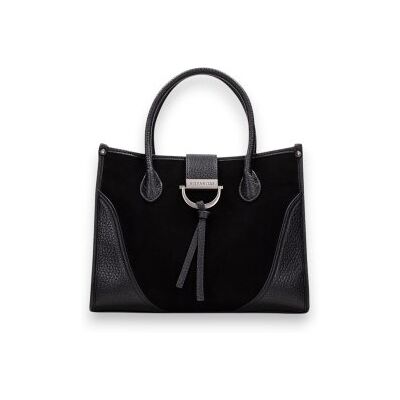 Hispanitas für Damen. BI265022 Schwarze Tote-Bag aus Wildleder (35), Lässig Hispanitas für Damen. BI265022 Schwarze Tote-Bag aus Wildleder (35), Lässig