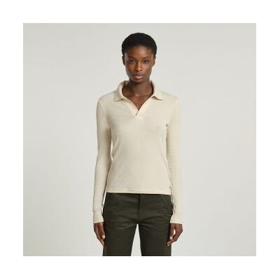 G-Star für Damen. D24513-D527-127 Geripptes Poloshirt Slim beige (L), Lässig, Langarm, Bio-Baumwolle, Nachhaltig G-Star für Damen. D24513-D527-127 Geripptes Poloshirt Slim beige (L), Lässig, Langarm, Bio-Baumwolle, Nachhaltig
