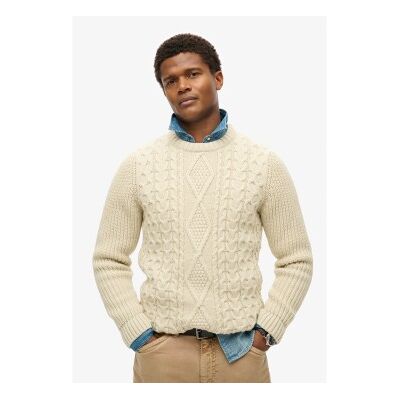 Superdry für Herren. M6110638A Weißer Jacob Zopfstrickpullover (XL), Lässig, Acryl, Nachhaltig Superdry für Herren. M6110638A Weißer Jacob Zopfstrickpullover (XL), Lässig, Acryl, Nachhaltig