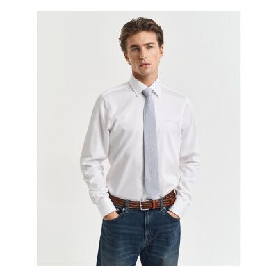 Gant für Herren. 3230300 Slim Fit Hemd aus weißem Satin (XXL), Lässig, Party, Baumwolle, Klassisch, Langarm Gant für Herren. 3230300 Slim Fit Hemd aus weißem Satin (XXL), Lässig, Party, Baumwolle, Klassisch, Langarm