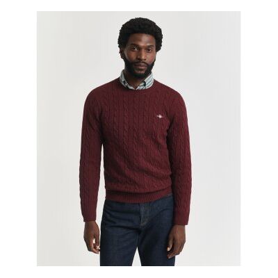 Gant für Herren. 8050601 Rundhalspullover mit Zopfmuster aus burgunderfarbener Baumwolle (XXL), Lässig, Kastanienbraun, Bordeaux Gant für Herren. 8050601 Rundhalspullover mit Zopfmuster aus burgunderfarbener Baumwolle (XXL), Lässig, Kastanienbraun, Bordeaux