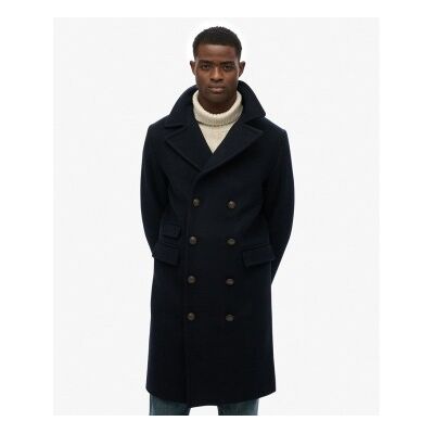 Superdry für Herren. M5012384A Merchant-Mantel aus Wollmischung, lang, marineblau (S), Lässig, Wolle, Klassisch Superdry für Herren. M5012384A Merchant-Mantel aus Wollmischung, lang, marineblau (S), Lässig, Wolle, Klassisch