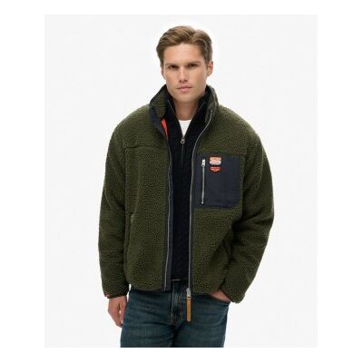 Superdry für Herren. M2014141A Vintage Retro Full Fleecejacke grün (M), Lässig, Polyester Superdry für Herren. M2014141A Vintage Retro Full Fleecejacke grün (M), Lässig, Polyester