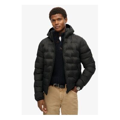 Superdry für Herren. M5012045A Schwarzer Steppmantel mit Kapuze (S), Lässig, Recyceltes Polyester, Nachhaltig Superdry für Herren. M5012045A Schwarzer Steppmantel mit Kapuze (S), Lässig, Recyceltes Polyester, Nachhaltig