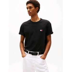 Tommy Jeans für Herren. DM0DM20322 T-Shirt mit schwarzem tonalem Aufnäher (S), Lässig, Baumwolle, Kurzarm Tommy Jeans für Herren. DM0DM20322 T-Shirt mit schwarzem tonalem Aufnäher (S), Lässig, Baumwolle, Kurzarm