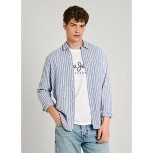 Pepe Jeans für Herren. PM308568 Mosey blaues Hemd (S), Lässig, Langarm Pepe Jeans für Herren. PM308568 Mosey blaues Hemd (S), Lässig, Langarm