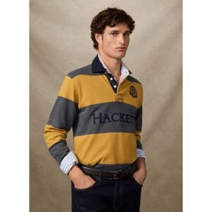 Hackett London für Herren. HM5700004 Heritage Crest Stripe Poloshirt gelb (XL), Lässig, Baumwolle, Langarm Hackett London für Herren. HM5700004 Heritage Crest Stripe Poloshirt gelb (XL), Lässig, Baumwolle, Langarm