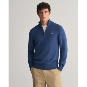 Gant für Herren. 8030170 Pullover mit halbem Reißverschluss Casual navy (S), Lässig, Baumwolle, Langarm, Marine Gant für Herren. 8030170 Pullover mit halbem Reißverschluss Casual navy (S), Lässig, Baumwolle, Langarm, Marine