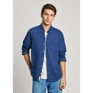 Pepe Jeans für Herren. PM308859 Albar blaues Hemd (M), Lässig, Baumwolle, Langarm Pepe Jeans für Herren. PM308859 Albar blaues Hemd (M), Lässig, Baumwolle, Langarm