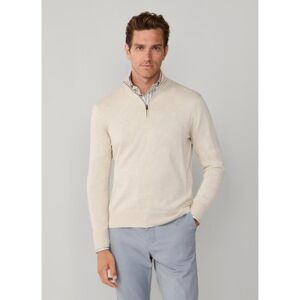 Hackett London für Herren. HM7000137 Pullover Zip beige (M), Lässig, Baumwolle Hackett London für Herren. HM7000137 Pullover Zip beige (M), Lässig, Baumwolle