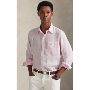 Polo Ralph Lauren für Herren. 710P07024001 Custom Fit Leinenhemd mit rosa Streifen (L), Lässig, Klassisch, Langarm Polo Ralph Lauren für Herren. 710P07024001 Custom Fit Leinenhemd mit rosa Streifen (L), Lässig, Klassisch, Langarm