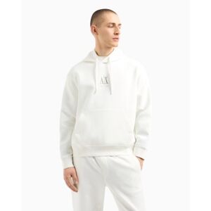Giorgio Armani A X Armani Exchange für Herren. XM000369AF10818U0009 Weißes laminiertes Kapuzensweatshirt aus Baumwoll-Polyester-Stretch mit weißer Kapuze ( Giorgio Armani A X Armani Exchange für Herren. XM000369AF10818U0009 Weißes laminiertes Kapuzensweatshirt aus Baumwoll-Polyester-Stretch mit weißer Kapuze (