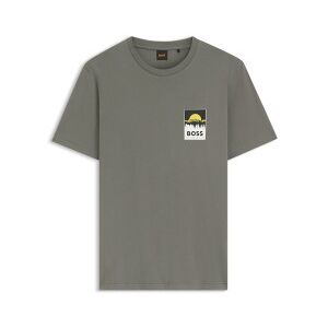 Boss für Herren. 50556023 Einfarbiges T-shirt grau (S), Lässig, Baumwolle, Kurzarm Boss für Herren. 50556023 Einfarbiges T-shirt grau (S), Lässig, Baumwolle, Kurzarm