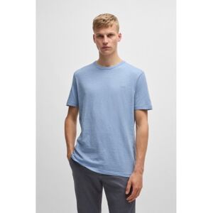 Boss für Herren. 50508243 T-Shirt aus Baumwollstrick mit blauem Logo-Detail (M), Lässig, Baumwolle, Kurzarm Boss für Herren. 50508243 T-Shirt aus Baumwollstrick mit blauem Logo-Detail (M), Lässig, Baumwolle, Kurzarm