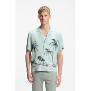 Boss für Herren. 50559632 Hemd Regular fit mit türkisem Aufdruck (L), Lässig, Viskose, Kurzarm Boss für Herren. 50559632 Hemd Regular fit mit türkisem Aufdruck (L), Lässig, Viskose, Kurzarm