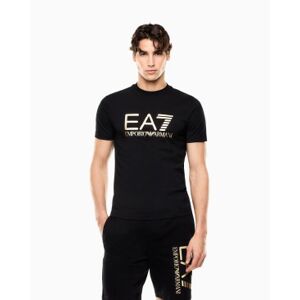 EA7 für Herren. 7M001412_AF22264 Core Identity schwarzes Strick-T-Shirt (XXL), Lässig, Baumwolle, Kurzarm EA7 für Herren. 7M001412_AF22264 Core Identity schwarzes Strick-T-Shirt (XXL), Lässig, Baumwolle, Kurzarm