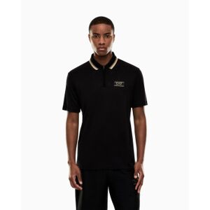 EA7 für Herren. 7M001333_AF13739 Label-Premium-Poloshirt aus Strick schwarz (L), Lässig, Baumwolle, Kurzarm EA7 für Herren. 7M001333_AF13739 Label-Premium-Poloshirt aus Strick schwarz (L), Lässig, Baumwolle, Kurzarm