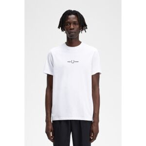 Fred Perry für Herren. M4580 T-Shirt mit weißem Logo (M), Lässig, Baumwolle, Kurzarm Fred Perry für Herren. M4580 T-Shirt mit weißem Logo (M), Lässig, Baumwolle, Kurzarm