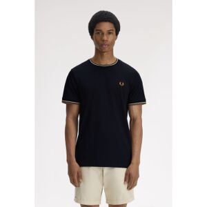 Fred Perry für Herren. M1588 T-shirt Twin Tipped schwarz (M), Lässig, Baumwolle, Kurzarm Fred Perry für Herren. M1588 T-shirt Twin Tipped schwarz (M), Lässig, Baumwolle, Kurzarm