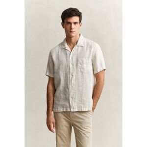 Gant für Herren. 3261120 Beigefarbenes kurzärmeliges Leinenhemd (S), Lässig, Kurzarm Gant für Herren. 3261120 Beigefarbenes kurzärmeliges Leinenhemd (S), Lässig, Kurzarm