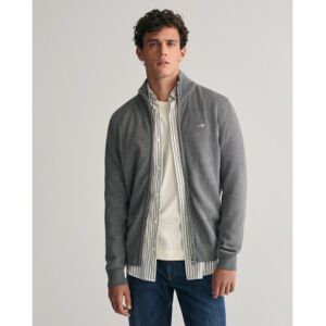 Gant für Herren. 8030164 Lässige Baumwoll-Strickjacke mit grauem Reißverschluss (L), Baumwolle, Langarm Gant für Herren. 8030164 Lässige Baumwoll-Strickjacke mit grauem Reißverschluss (L), Baumwolle, Langarm