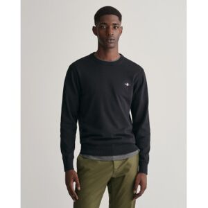 Gant für Herren. 8030561 Klassischer schwarzer Baumwollpullover mit Rundhalsausschnitt (L), Lässig, Baumwolle Gant für Herren. 8030561 Klassischer schwarzer Baumwollpullover mit Rundhalsausschnitt (L), Lässig, Baumwolle
