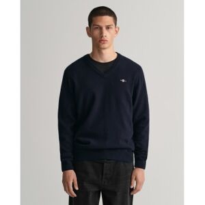 Gant für Herren. 87212 V-Ausschnitt-Pullover navy (L), Lässig, Wolle, Langarm, Marine Gant für Herren. 87212 V-Ausschnitt-Pullover navy (L), Lässig, Wolle, Langarm, Marine