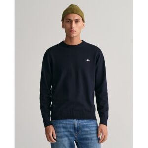 Gant für Herren. 8030561 Klassischer marineblauer Pullover mit Rundhalsausschnitt (M), Lässig, Baumwolle, Langarm Gant für Herren. 8030561 Klassischer marineblauer Pullover mit Rundhalsausschnitt (M), Lässig, Baumwolle, Langarm