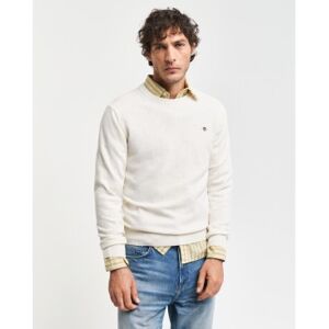 Gant für Herren. 87211 Sehr feiner Pullover aus Schafwolle mit beigem Rundkragen (L), Lässig Gant für Herren. 87211 Sehr feiner Pullover aus Schafwolle mit beigem Rundkragen (L), Lässig