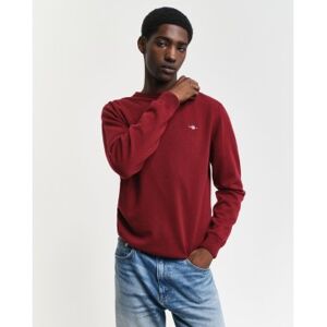 Gant für Herren. 87211 Sehr feiner Pullover aus Schafwolle mit burgunderrotem Rundkragen (L), Lässig, Bordeaux Gant für Herren. 87211 Sehr feiner Pullover aus Schafwolle mit burgunderrotem Rundkragen (L), Lässig, Bordeaux