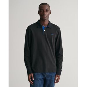 Gant für Herren. 2065004 Schwarzes Kontrast-Piqué-Poloshirt (S), Lässig, Baumwolle, Langarm Gant für Herren. 2065004 Schwarzes Kontrast-Piqué-Poloshirt (S), Lässig, Baumwolle, Langarm