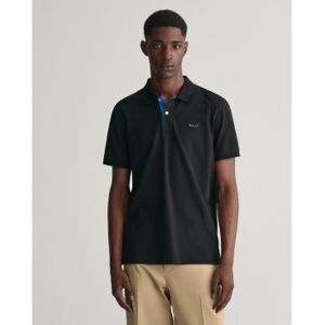Gant für Herren. 2062026 Schwarzes Kontrast-Piqué-Poloshirt (XL), Lässig, Baumwolle, Kurzarm Gant für Herren. 2062026 Schwarzes Kontrast-Piqué-Poloshirt (XL), Lässig, Baumwolle, Kurzarm
