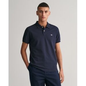Gant für Herren. 2220 Schmal geschnittenes marineblaues Shield-Piqué-Poloshirt (L), Lässig, Baumwolle, Kurzarm Gant für Herren. 2220 Schmal geschnittenes marineblaues Shield-Piqué-Poloshirt (L), Lässig, Baumwolle, Kurzarm