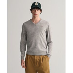 Gant für Herren. 87212 Grauer Pullover mit V-Ausschnitt (L), Lässig, Wolle Gant für Herren. 87212 Grauer Pullover mit V-Ausschnitt (L), Lässig, Wolle