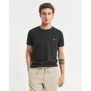 Gant für Herren. 2013033 Schwarzes Pikee-T-Shirt (S), Lässig, Baumwolle, Kurzarm Gant für Herren. 2013033 Schwarzes Pikee-T-Shirt (S), Lässig, Baumwolle, Kurzarm