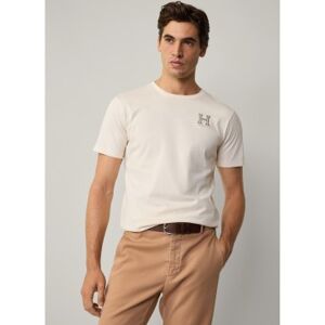 Hackett London für Herren. HM500858 Off-white Logo-T-Shirt in klassischer Passform (3XL), Weiß, Lässig, Baumwolle, Kurzarm Hackett London für Herren. HM500858 Off-white Logo-T-Shirt in klassischer Passform (3XL), Weiß, Lässig, Baumwolle, Kurzarm
