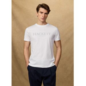 Hackett London für Herren. HM5000091 T-shirt mit Logo Fit Klassisch weiß (L), Lässig, Baumwolle, Kurzarm Hackett London für Herren. HM5000091 T-shirt mit Logo Fit Klassisch weiß (L), Lässig, Baumwolle, Kurzarm