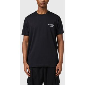 Iceberg für Herren. 25EI1P0F0466327 Klassisches schwarzes T-Shirt in normaler Passform aus Strick (L), Lässig, Baumwolle, Kurzarm Iceberg für Herren. 25EI1P0F0466327 Klassisches schwarzes T-Shirt in normaler Passform aus Strick (L), Lässig, Baumwolle, Kurzarm
