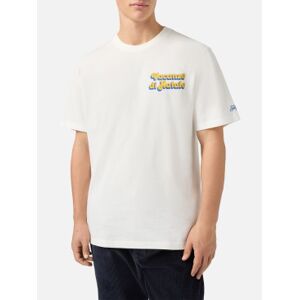 MC2 Saint Barth für Herren. ARN0004 T-shirt Vacanze weiß (S), Lässig, Baumwolle, Kurzarm MC2 Saint Barth für Herren. ARN0004 T-shirt Vacanze weiß (S), Lässig, Baumwolle, Kurzarm