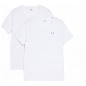 Pepe Jeans für Herren. PMU10976 2er-Pack weiße Basic-T-Shirts (XL), Lässig, Baumwolle, Kurzarm Pepe Jeans für Herren. PMU10976 2er-Pack weiße Basic-T-Shirts (XL), Lässig, Baumwolle, Kurzarm