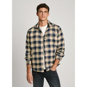 Pepe Jeans für Herren. PM308810 Steeve Überhemd navy, gelb (M), Lässig, Baumwolle, Langarm, Nachhaltig, Marine Pepe Jeans für Herren. PM308810 Steeve Überhemd navy, gelb (M), Lässig, Baumwolle, Langarm, Nachhaltig, Marine