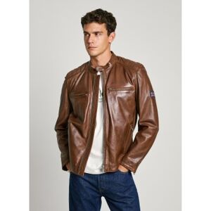 Pepe Jeans für Herren. PM403106 Braune Malvar Bikerjacke aus Leder (M), Lässig Pepe Jeans für Herren. PM403106 Braune Malvar Bikerjacke aus Leder (M), Lässig